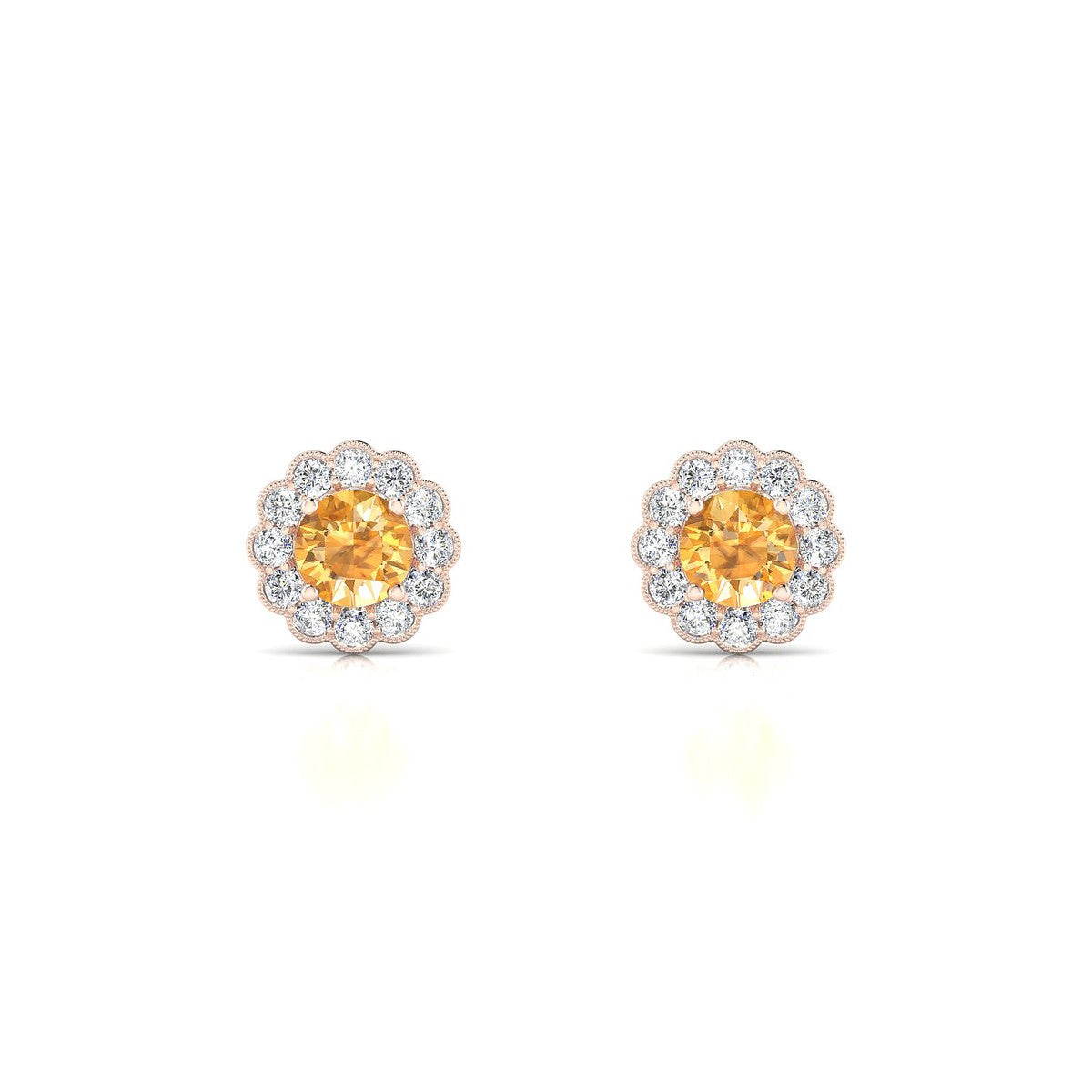 Solace | 18k Rose Gold 4.5 mm Round Citrine Earrings