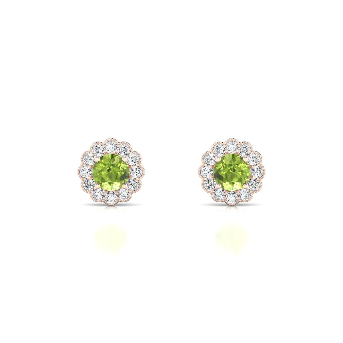 Solace | 18k Rose Gold 4.5 mm Round Peridot Earrings