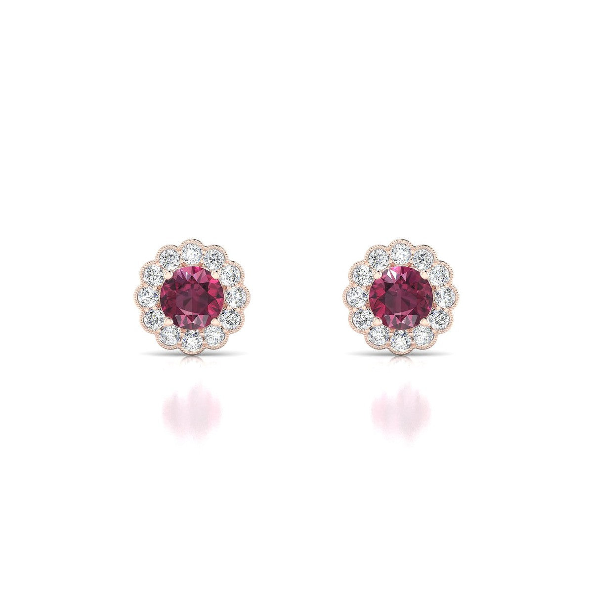 Solace | 18k Rose Gold 4.5 mm Round Rhodolite Earrings