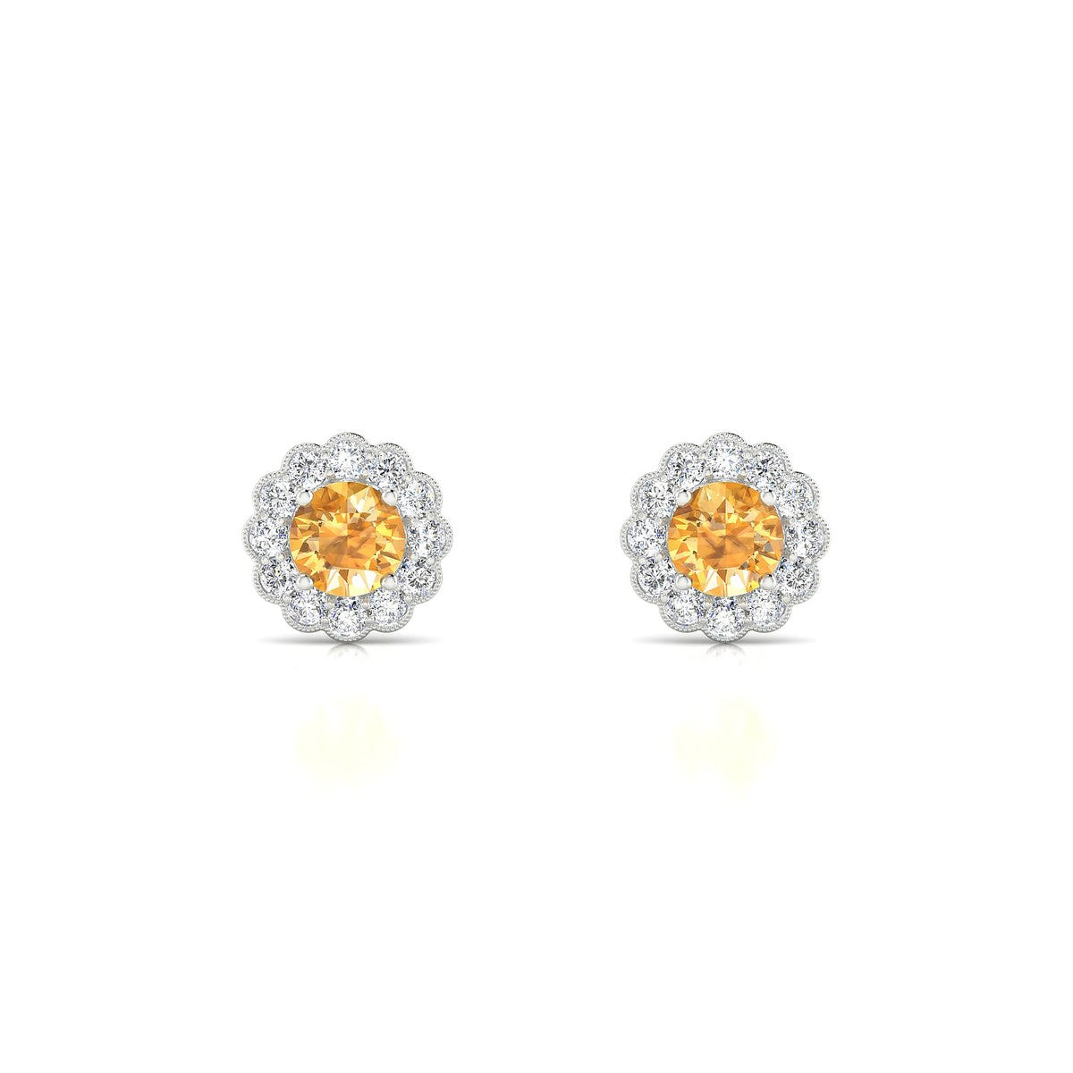 Solace | 18k White Gold 4.5 mm Round Citrine Earrings
