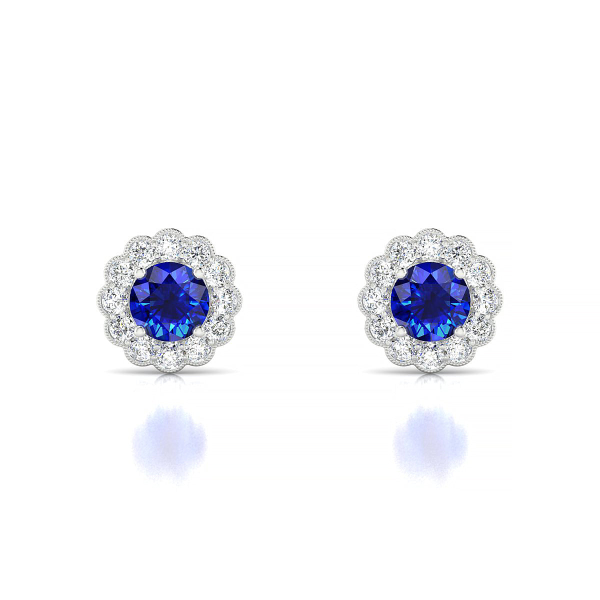 Solace | 18k White Gold 4.5 mm Round Sapphire Earrings