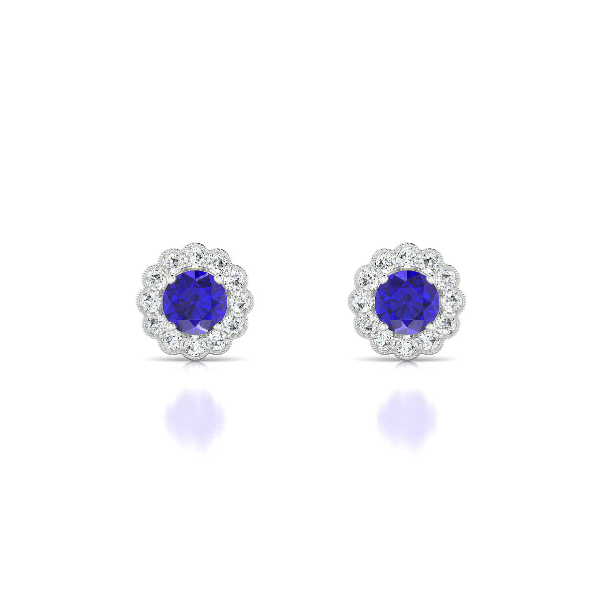 Solace | 18k White Gold 4.5 mm Round Tanzanite Earrings