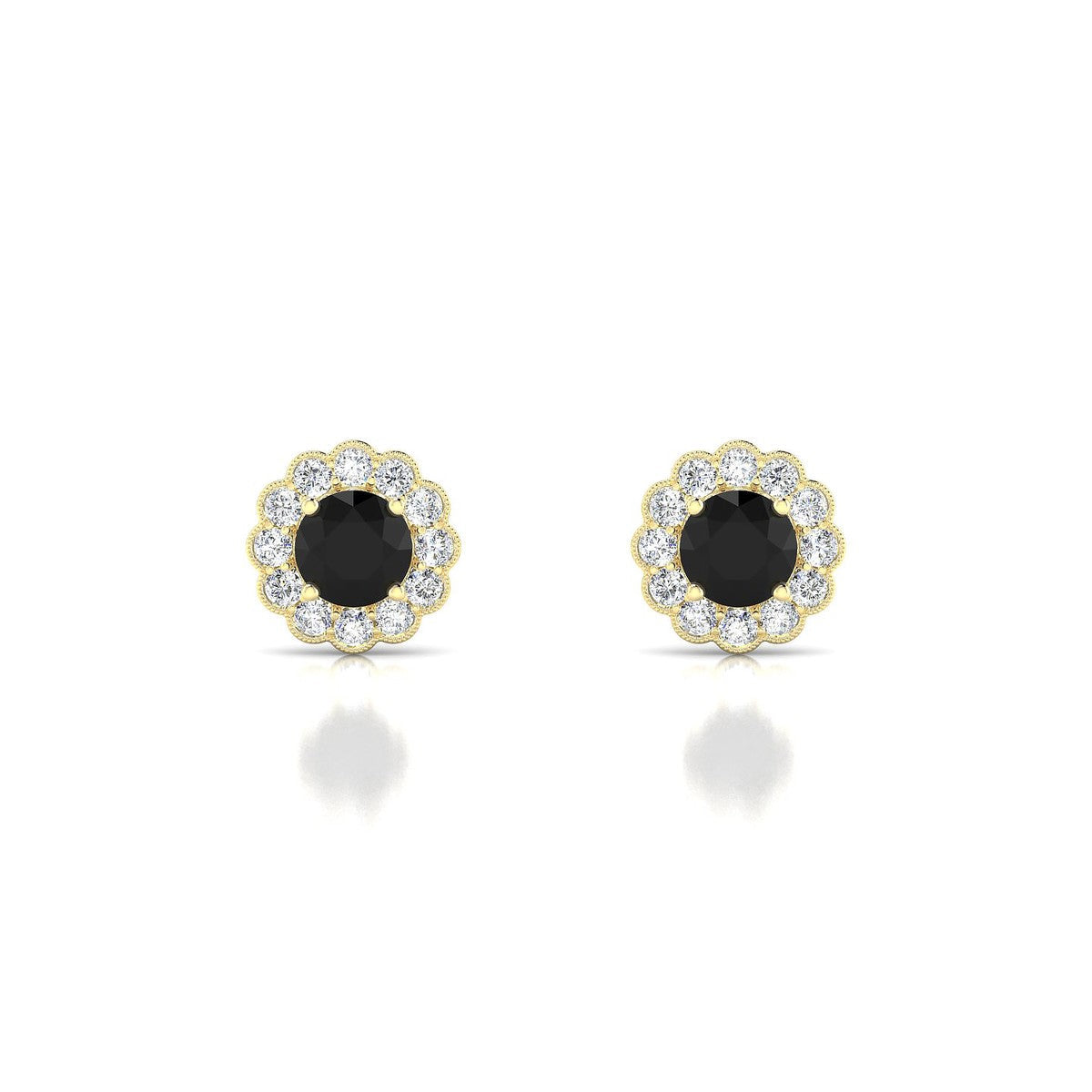 Solace | 18k Yellow Gold 4.5 mm Round Black Diamond Earrings