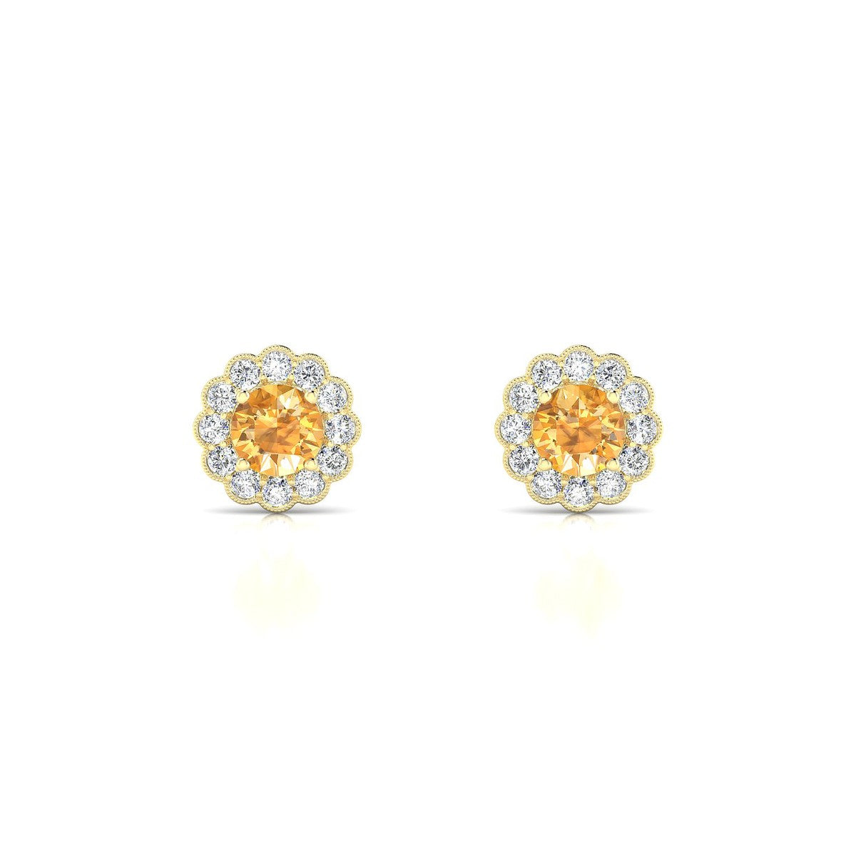 Solace | 18k Yellow Gold 4.5 mm Round Citrine Earrings