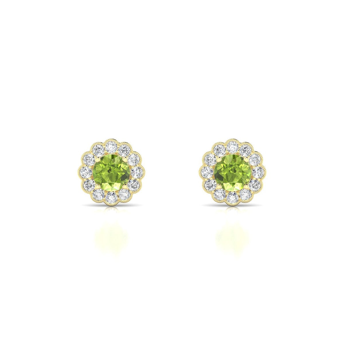 Solace | 18k Yellow Gold 4.5 mm Round Peridot Earrings