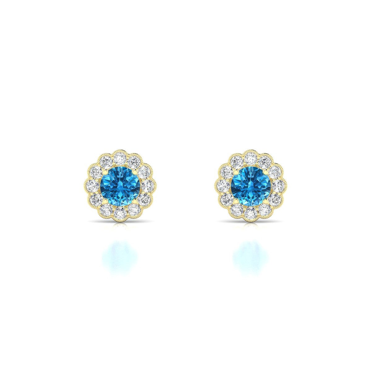 Solace | 18k Yellow Gold 4.5 mm Round Topaz Earrings