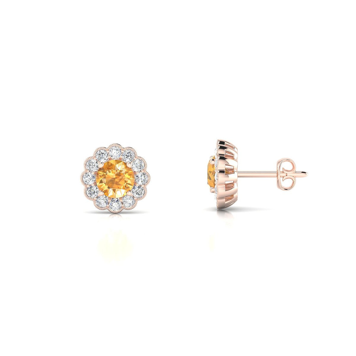 Solace | 18k Rose Gold 4.5 mm Round Citrine Earrings
