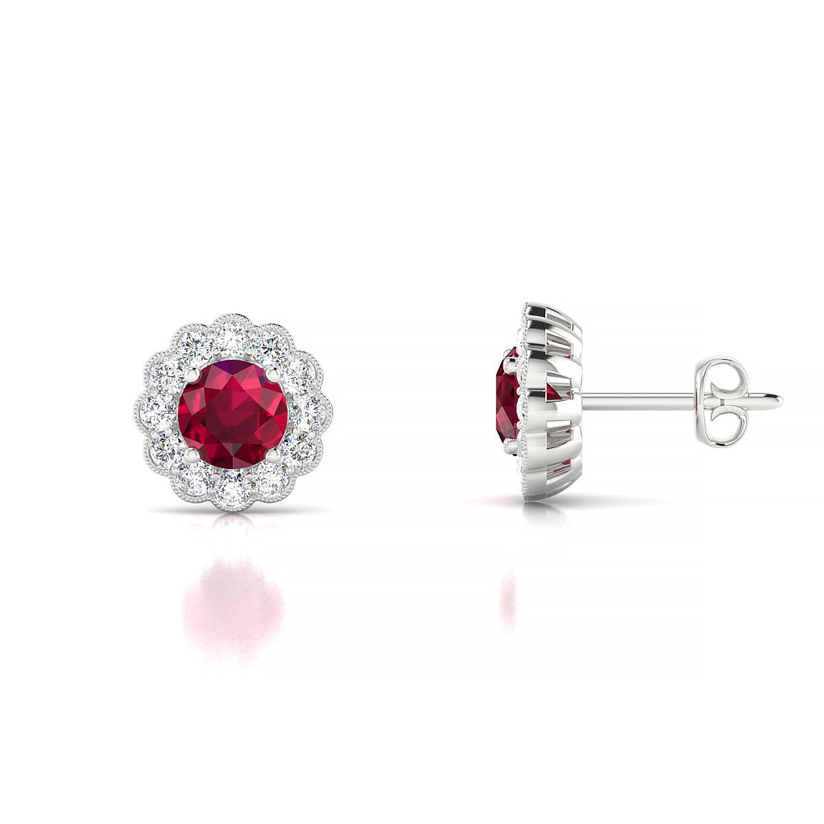 Solace | 18k White Gold 4.5 mm Round Ruby Earrings