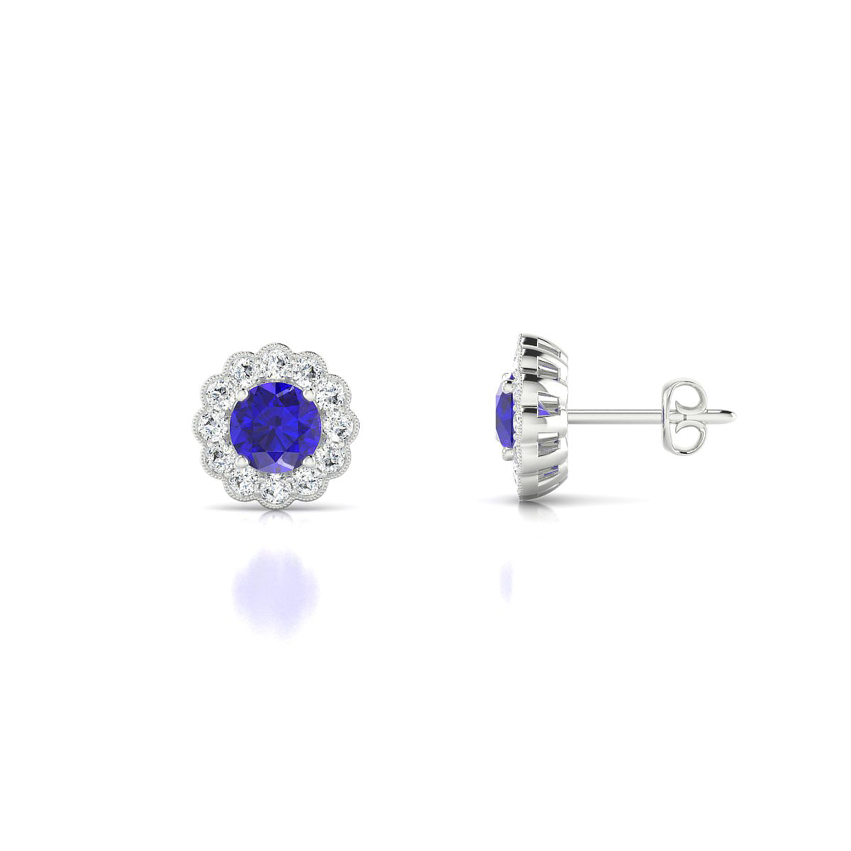 Solace | 18k White Gold 4.5 mm Round Tanzanite Earrings
