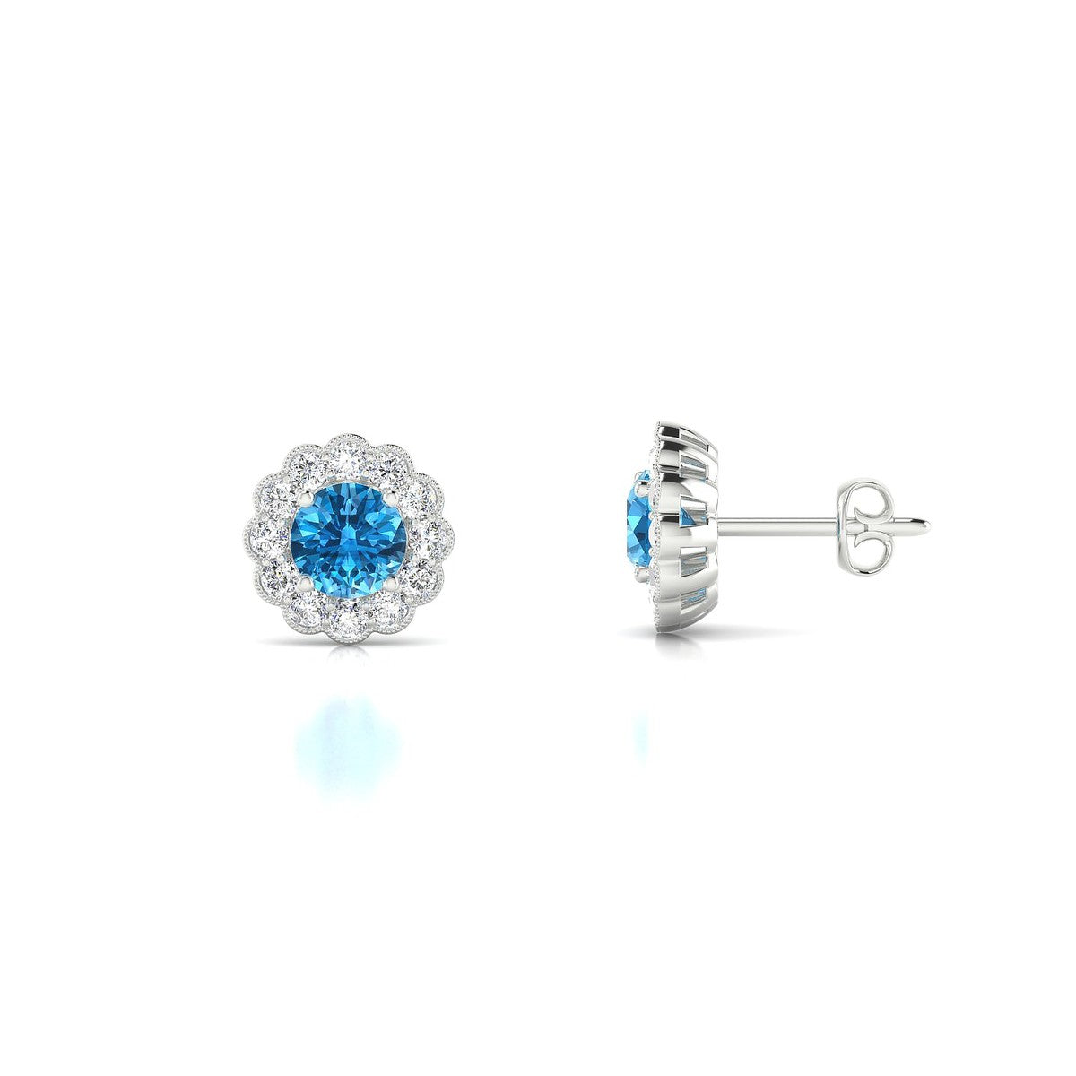 Solace | 18k White Gold 4.5 mm Round Topaz Earrings