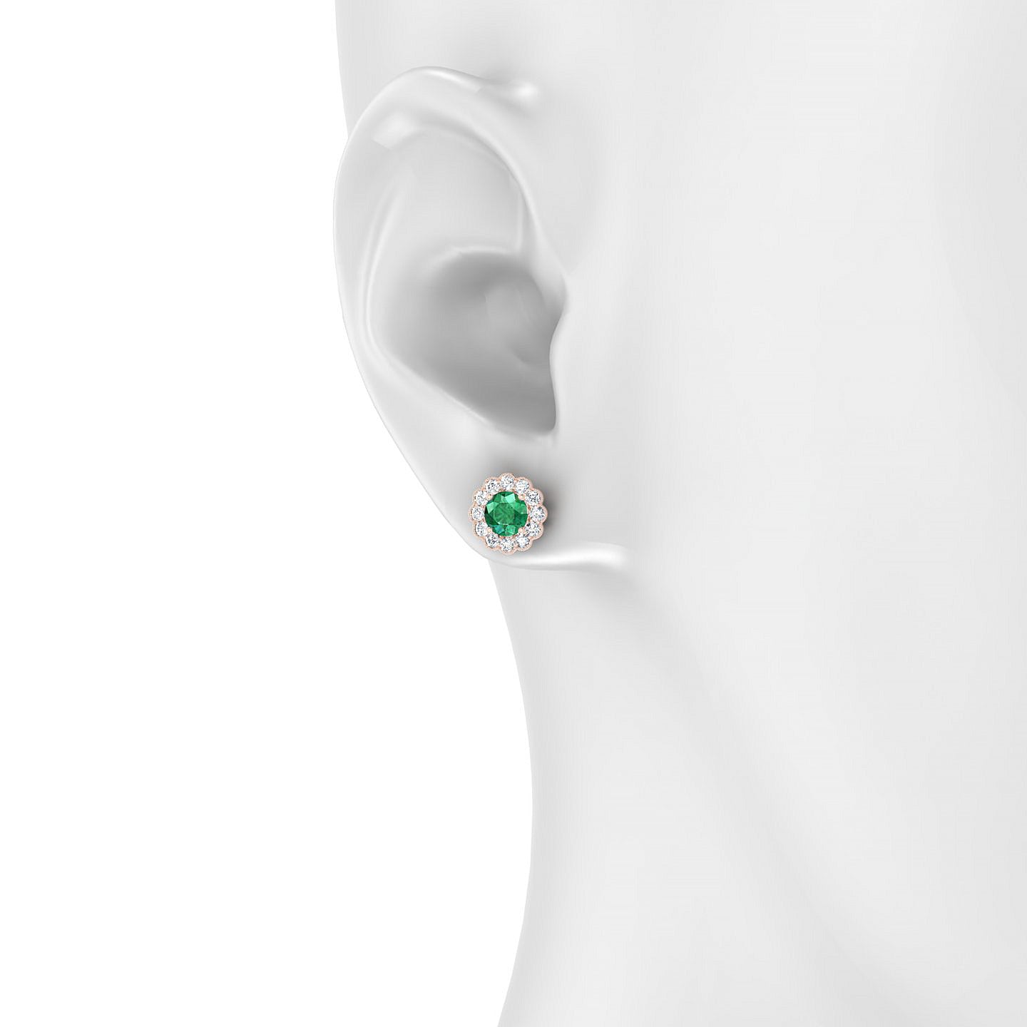 Solace | 18k Rose Gold 4.5 mm Round Emerald Earrings
