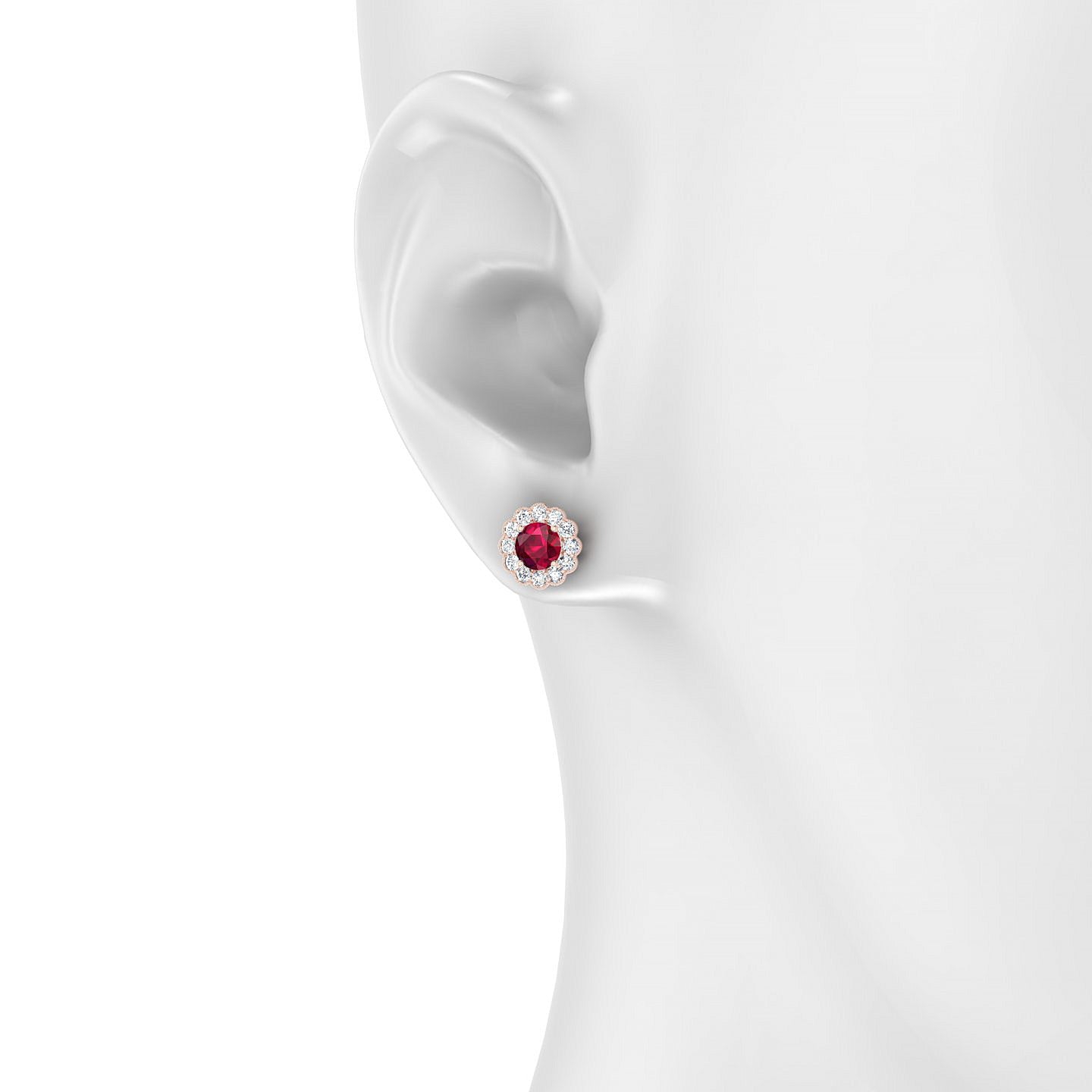 Solace | 18k Rose Gold 4.5 mm Round Ruby Earrings