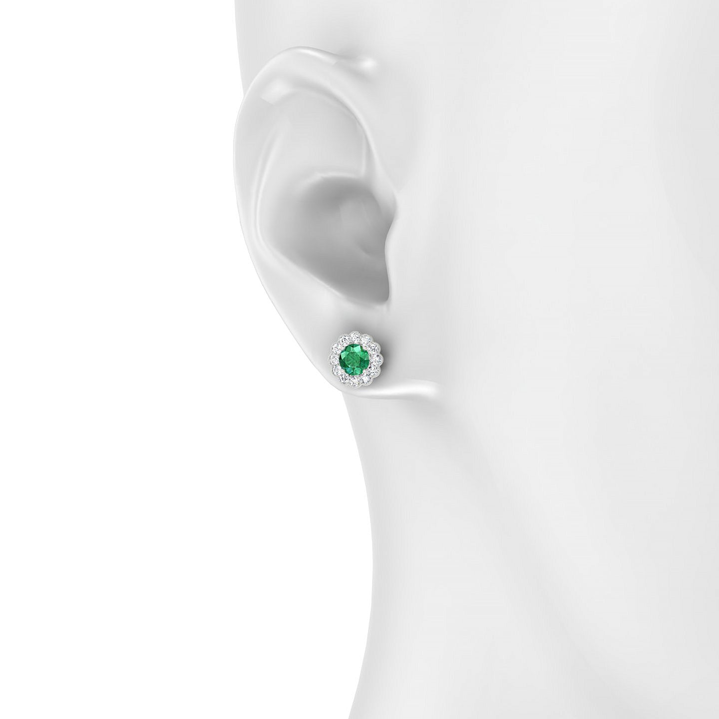 Solace | 18k White Gold 4.5 mm Round Emerald Earrings