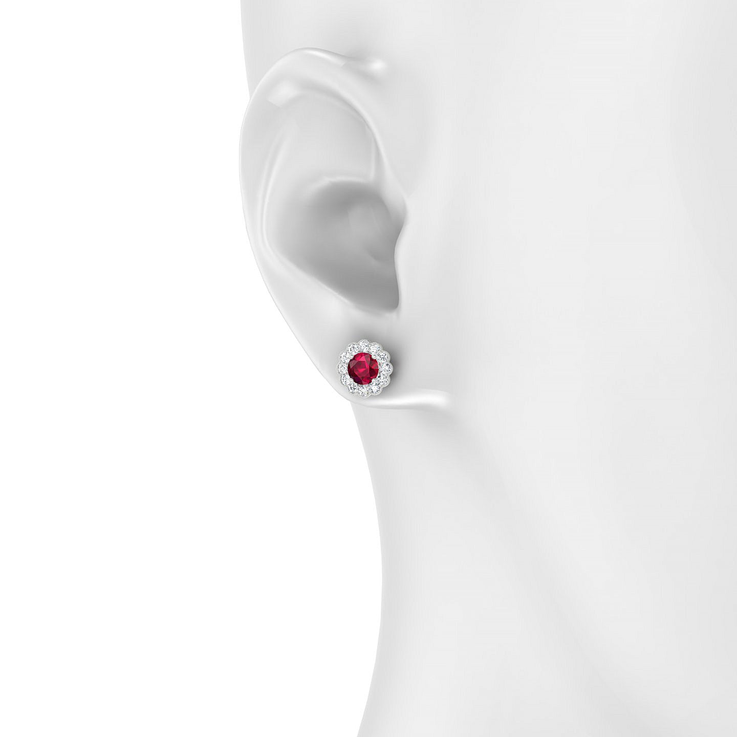Solace | 18k White Gold 4.5 mm Round Ruby Earrings