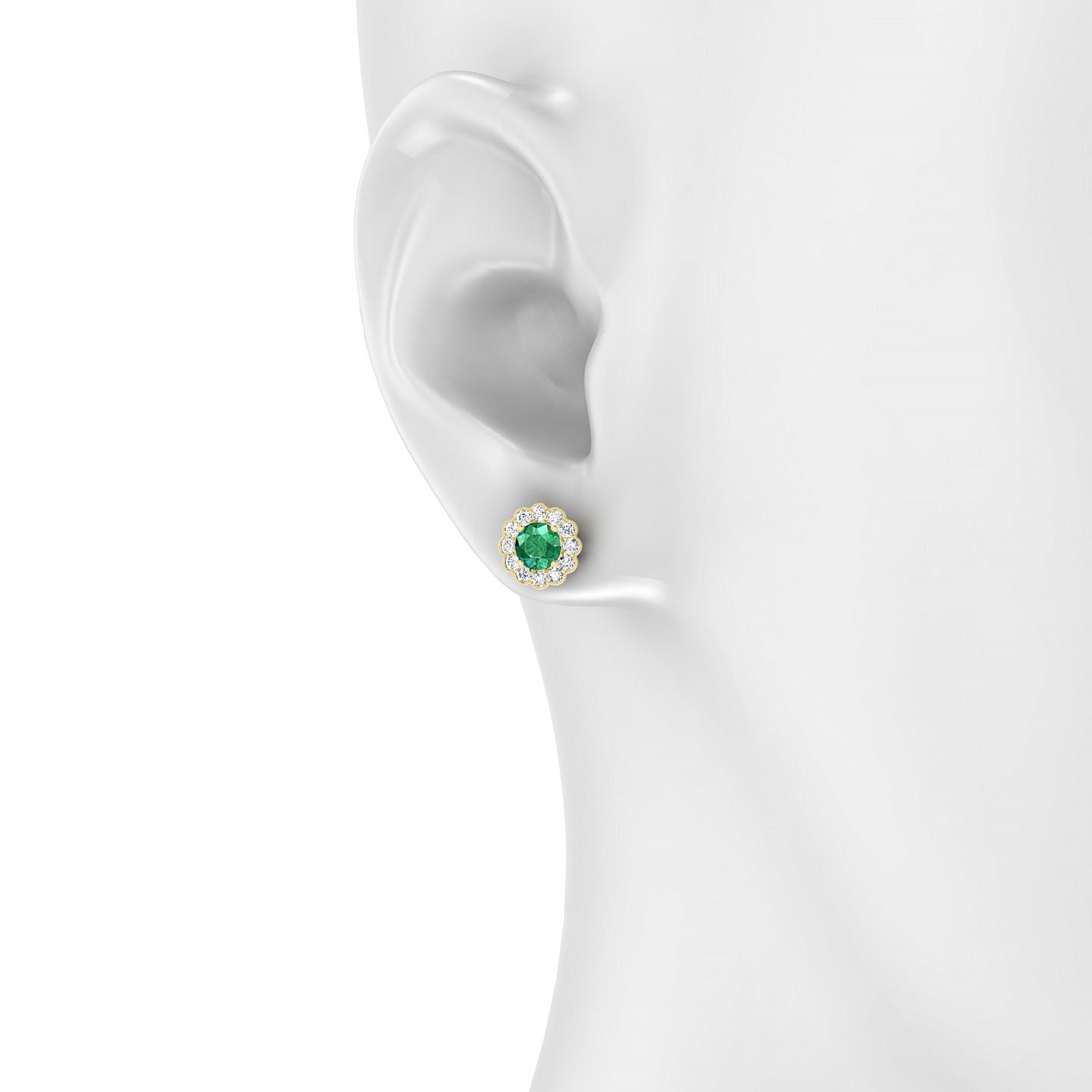 Solace | 18k Yellow Gold 4.5 mm Round Emerald Earrings