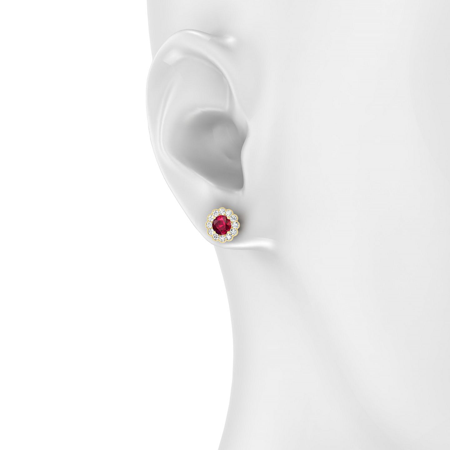 Solace | 18k Yellow Gold 4.5 mm Round Ruby Earrings