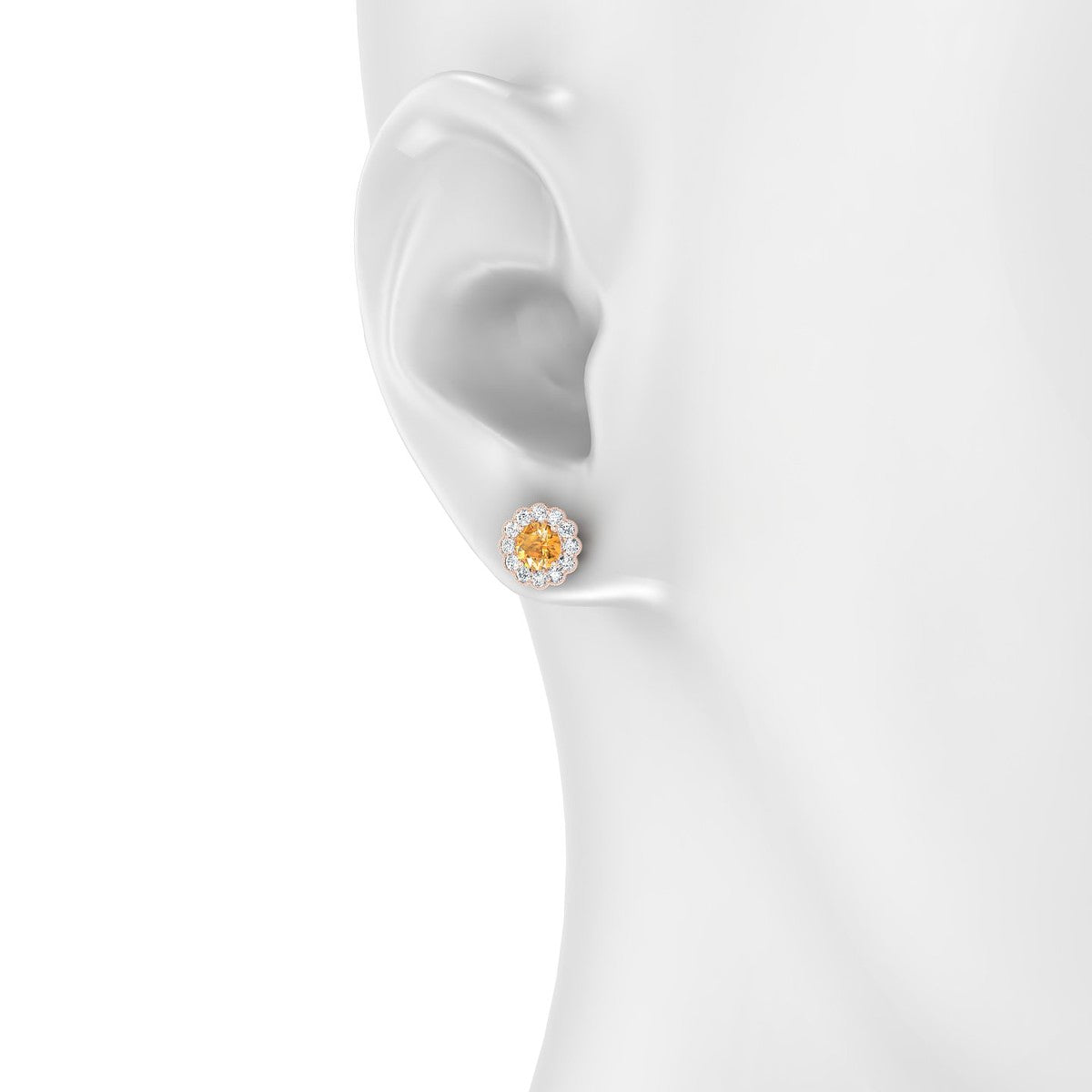 Solace | 18k Rose Gold 4.5 mm Round Citrine Earrings