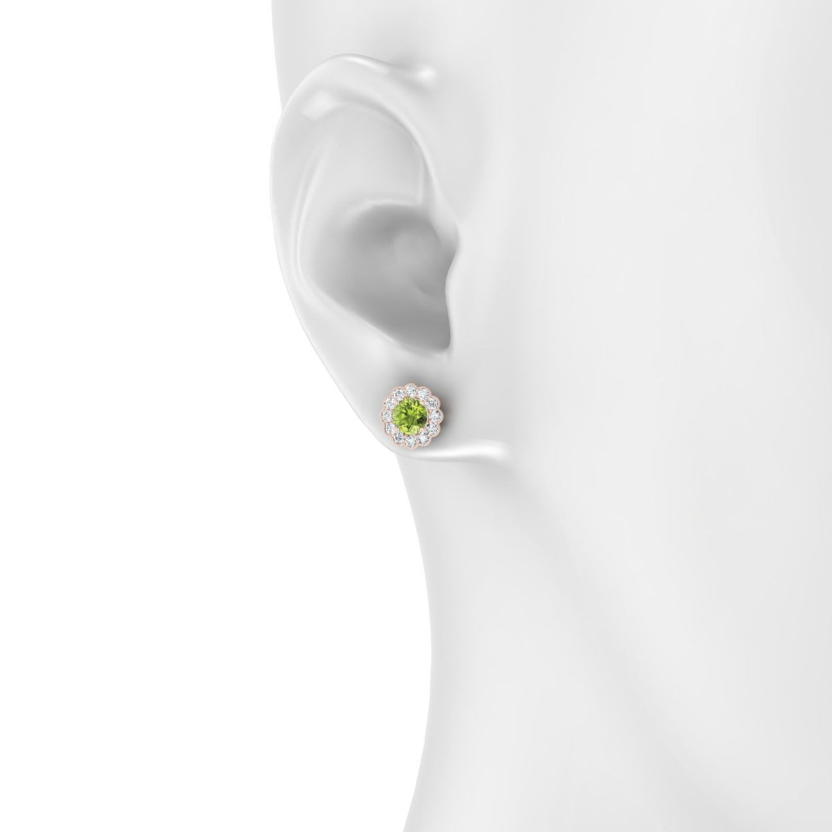 Solace | 18k Rose Gold 4.5 mm Round Peridot Earrings