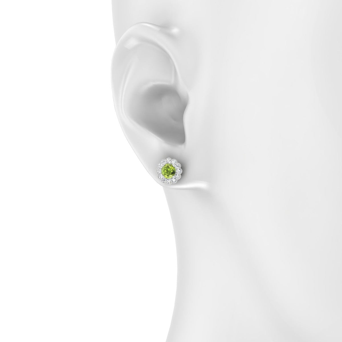 Solace | 18k White Gold 4.5 mm Round Peridot Earrings