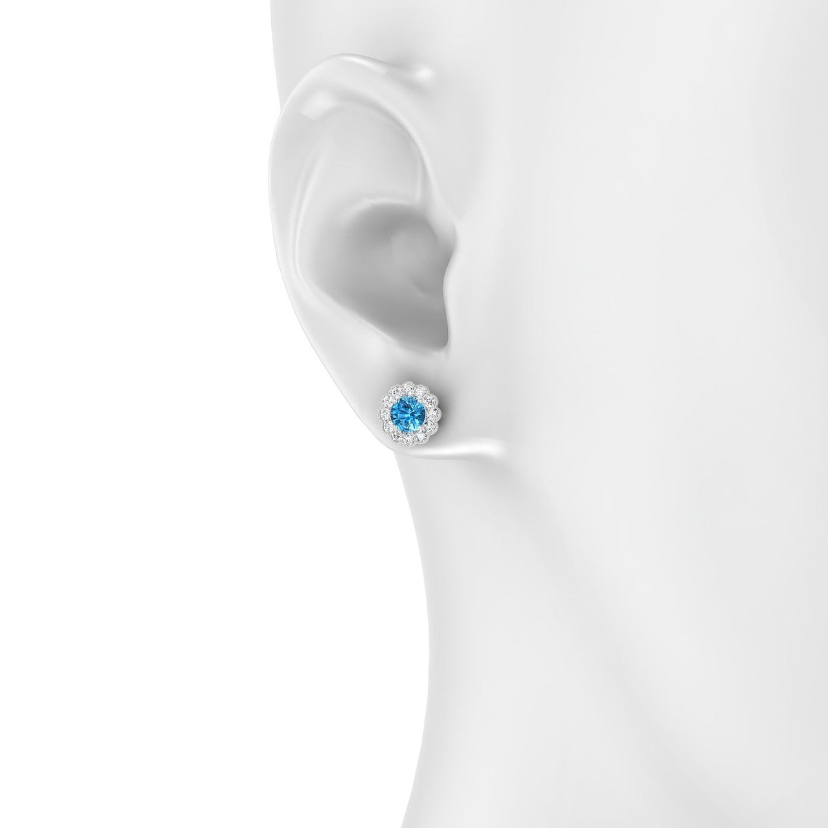 Solace | 18k White Gold 4.5 mm Round Topaz Earrings