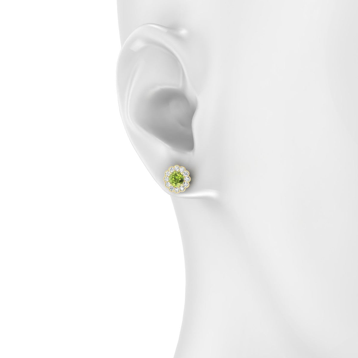 Solace | 18k Yellow Gold 4.5 mm Round Peridot Earrings