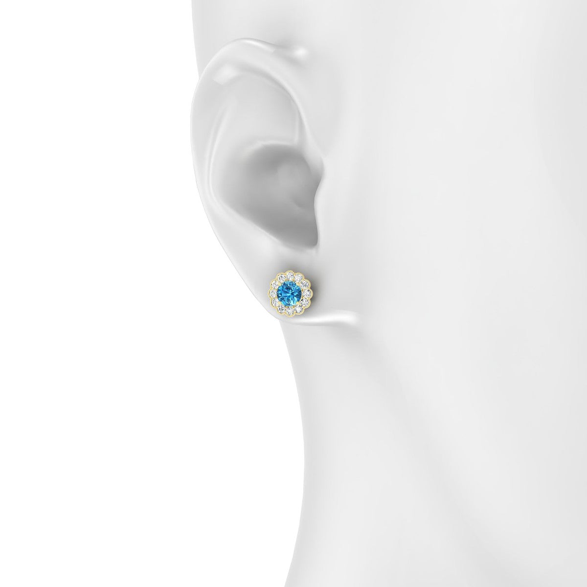 Solace | 18k Yellow Gold 4.5 mm Round Topaz Earrings