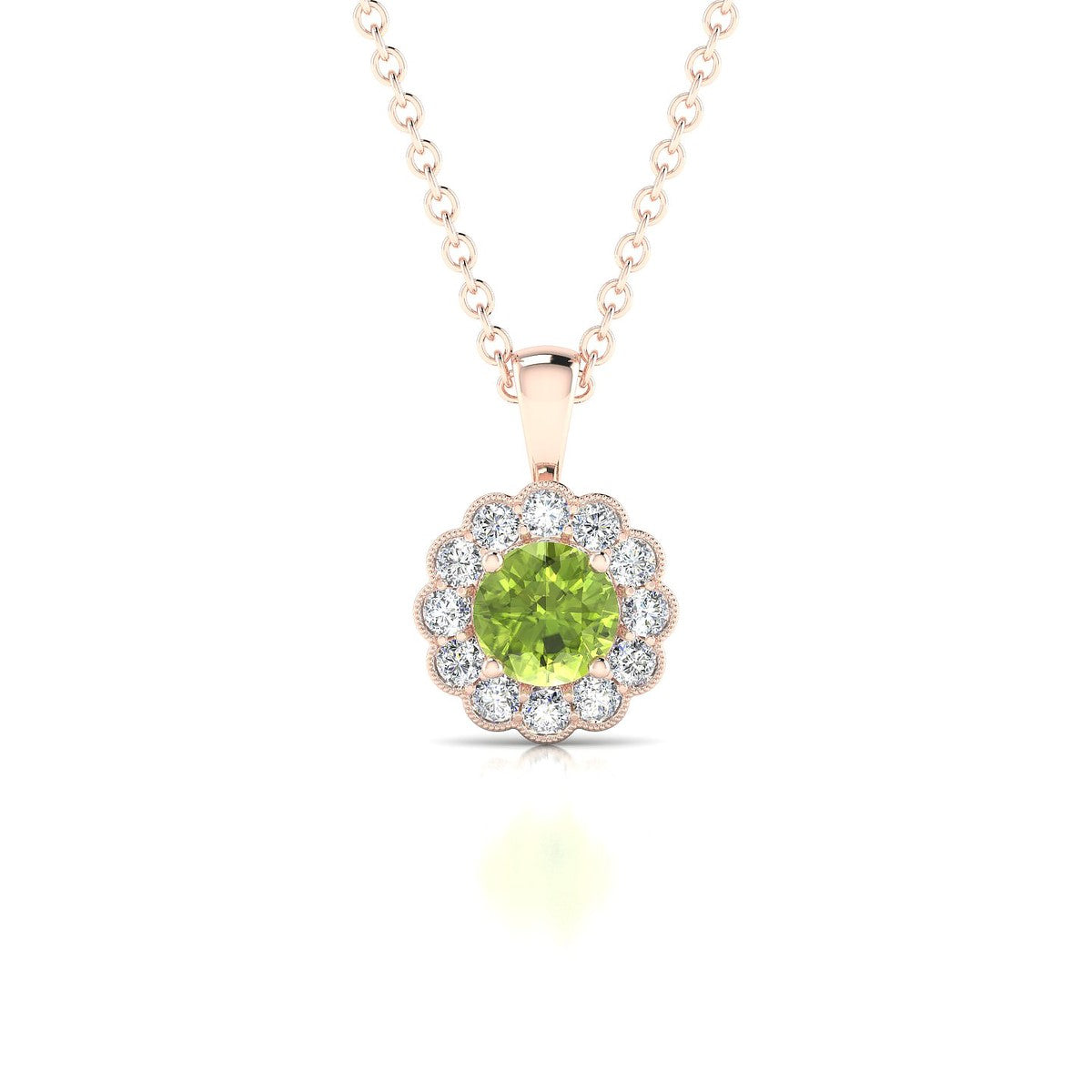 Solace | 18k Rose Gold 4.5 mm Round Peridot Pendant