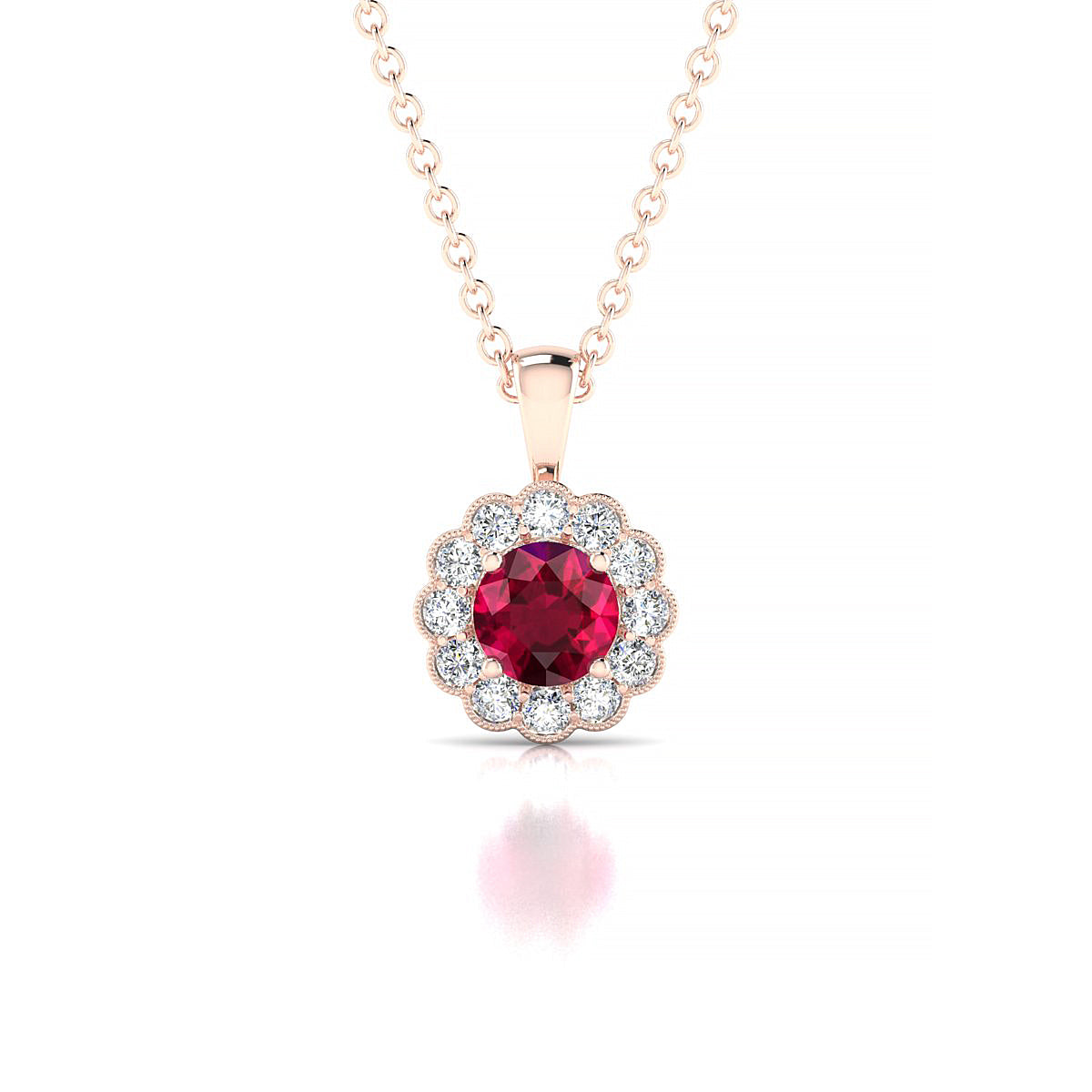 Solace | 18k Rose Gold 4.5 mm Round Ruby Pendant