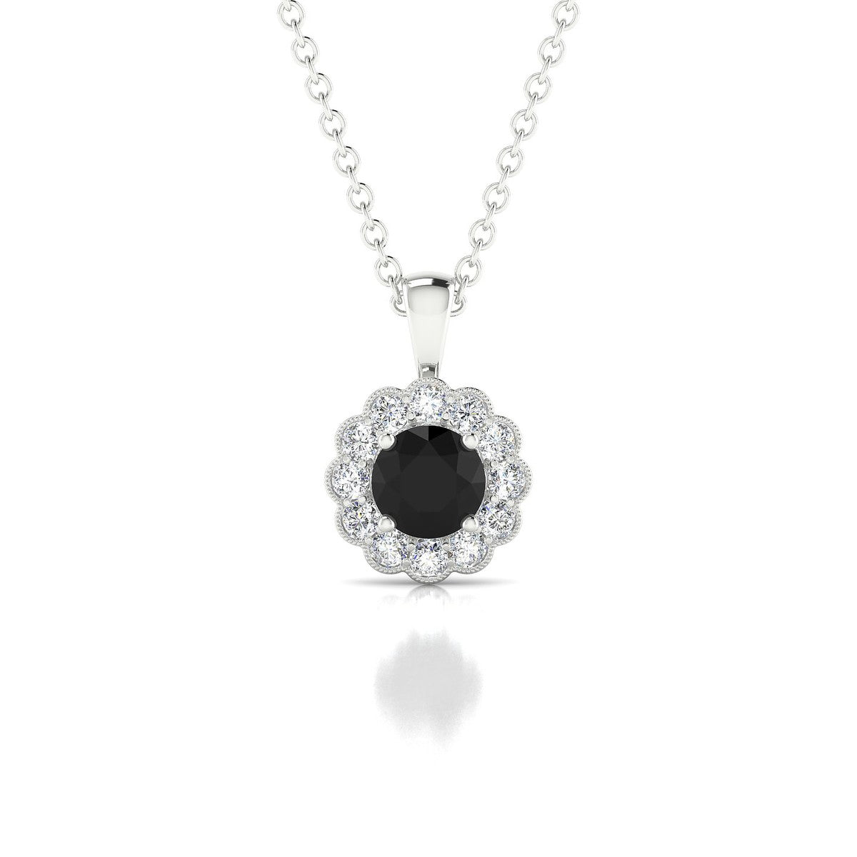 Solace | 18k White Gold 4.5 mm Round Black Diamond Pendant