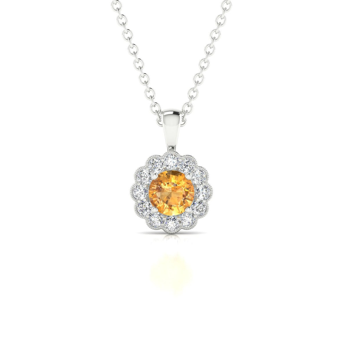 Solace | 18k White Gold 4.5 mm Round Citrine Pendant