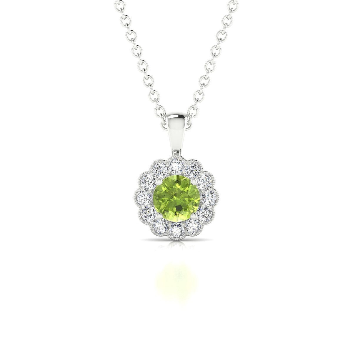 Solace | 18k White Gold 4.5 mm Round Peridot Pendant