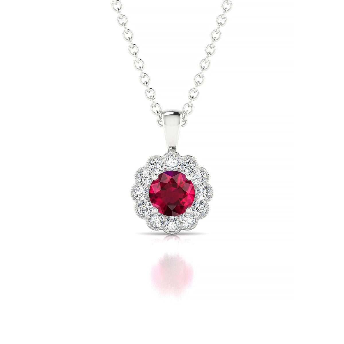 Solace | 18k White Gold 4.5 mm Round Ruby Pendant