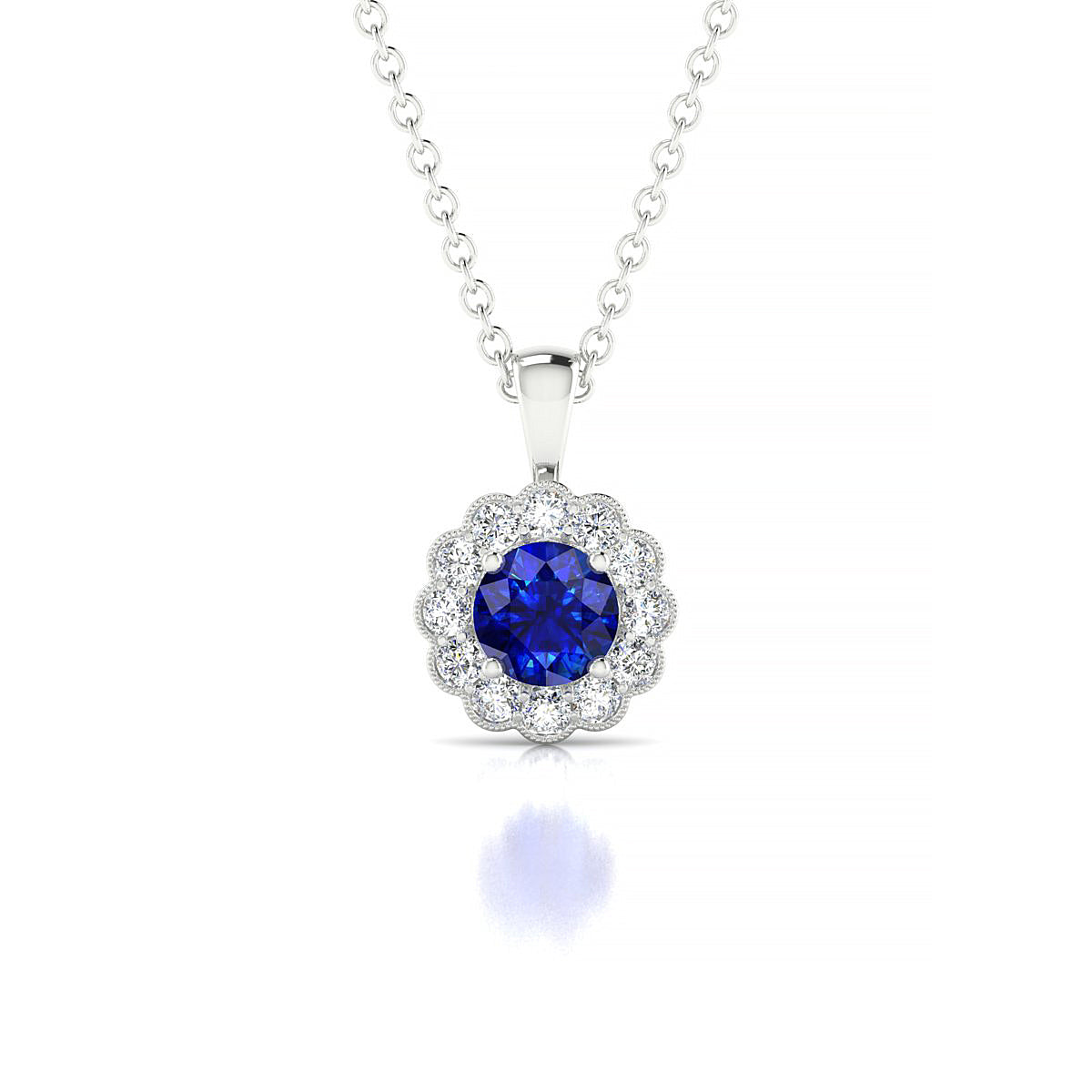 Solace | 18k White Gold 4.5 mm Round Sapphire Pendant