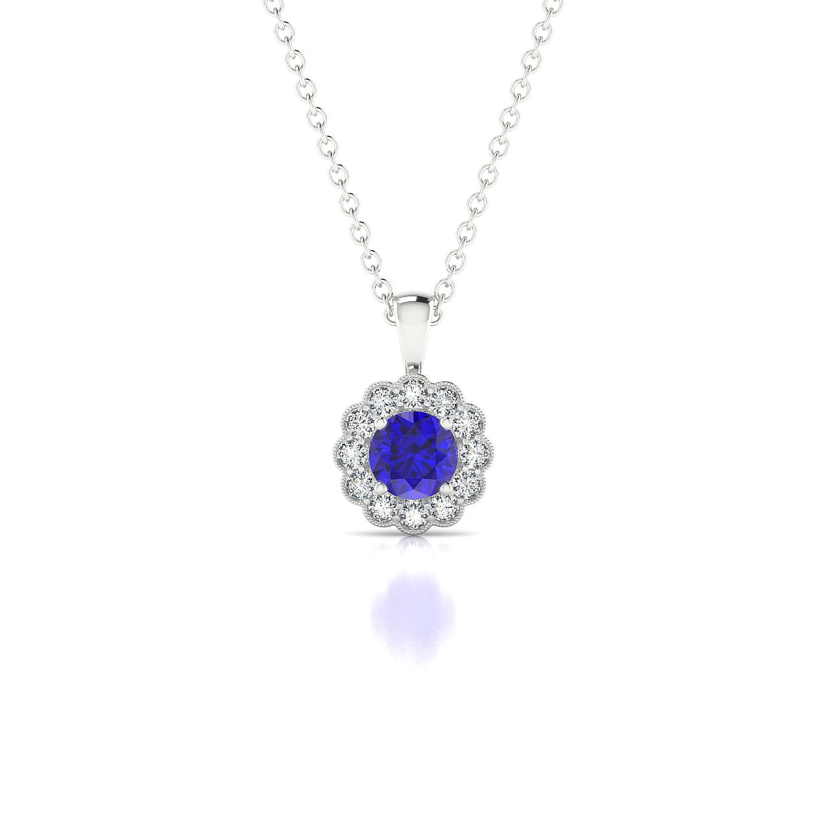Solace | 18k White Gold 4.5 mm Round Tanzanite Pendant