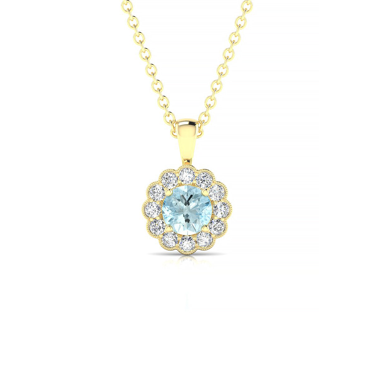 Solace | 18k Yellow Gold 4.5 mm Round Aquamarine Pendant