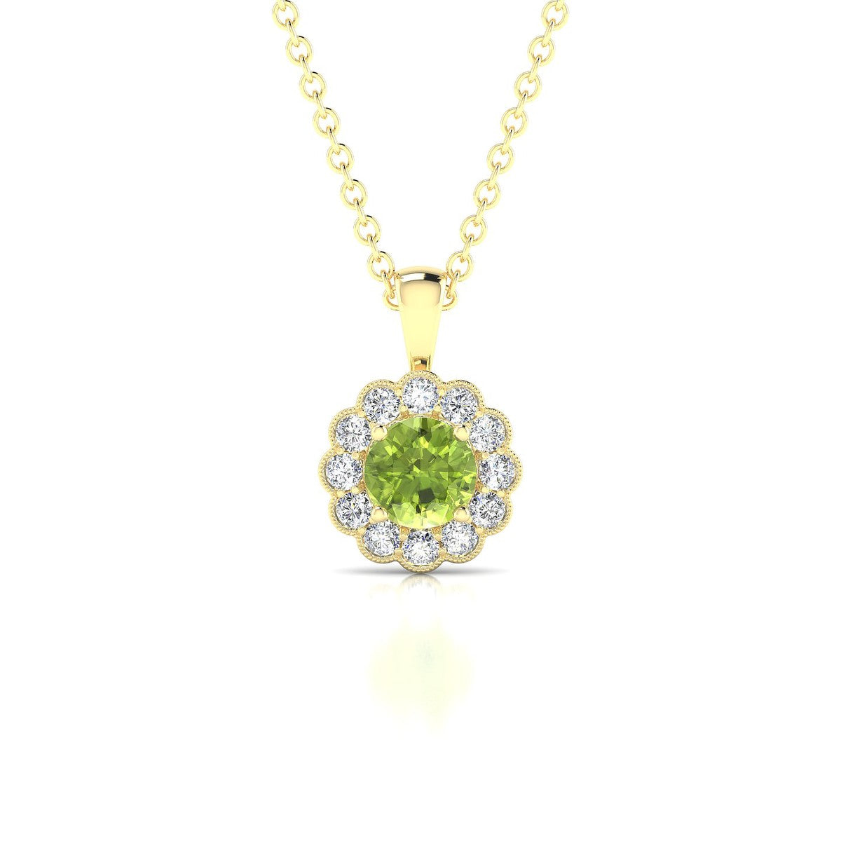 Solace | 18k Yellow Gold 4.5 mm Round Peridot Pendant
