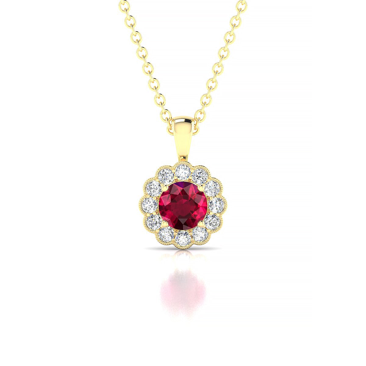Solace | 18k Yellow Gold 4.5 mm Round Ruby Pendant