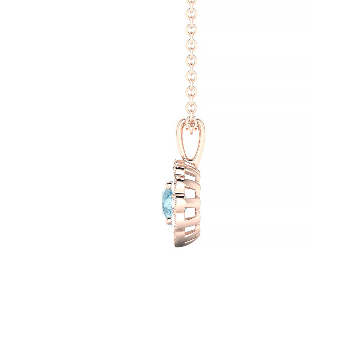 Solace | 18k Rose Gold 4.5 mm Round Aquamarine Pendant