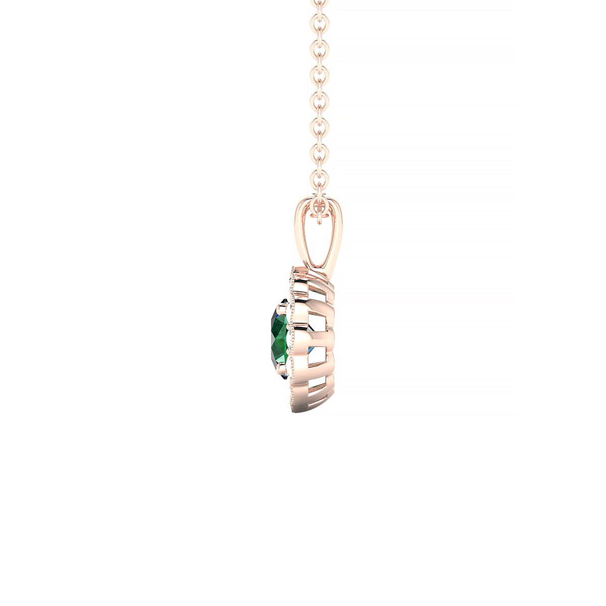 Solace | 18k Rose Gold 4.5 mm Round Emerald Pendant