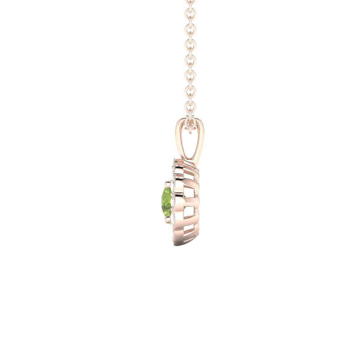 Solace | 18k Rose Gold 4.5 mm Round Peridot Pendant