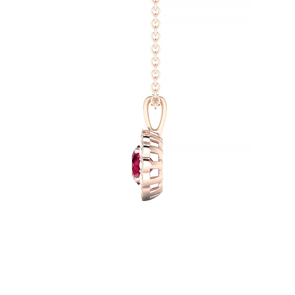 Solace | 18k Rose Gold 4.5 mm Round Ruby Pendant