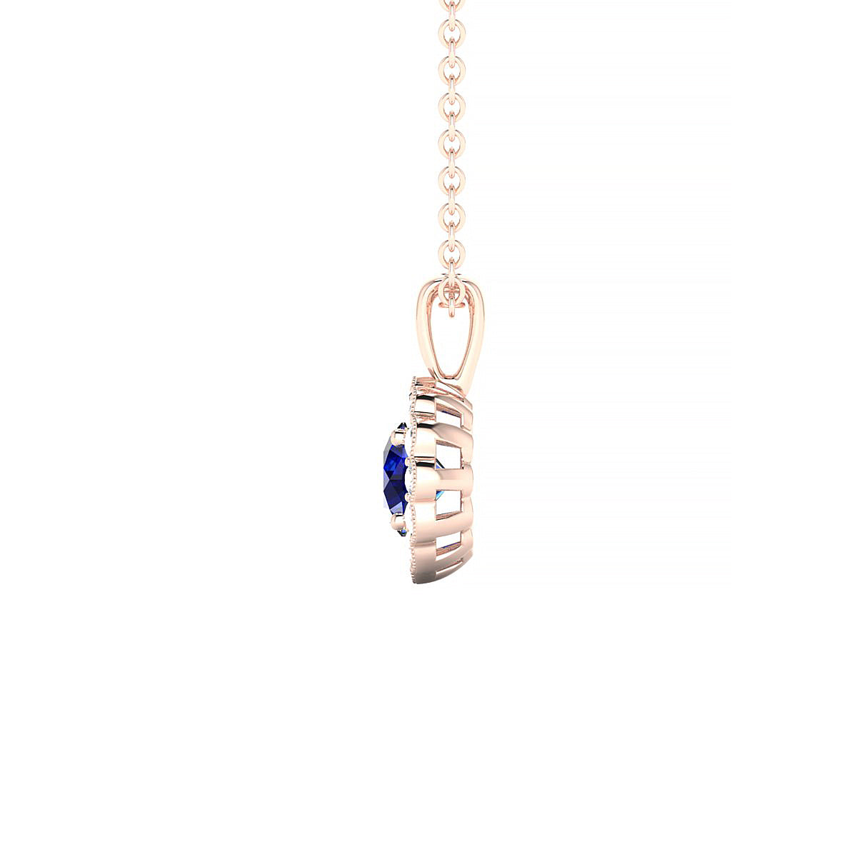 Solace | 18k Rose Gold 4.5 mm Round Sapphire Pendant