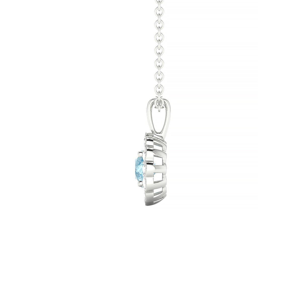 Solace | 18k White Gold 4.5 mm Round Aquamarine Pendant