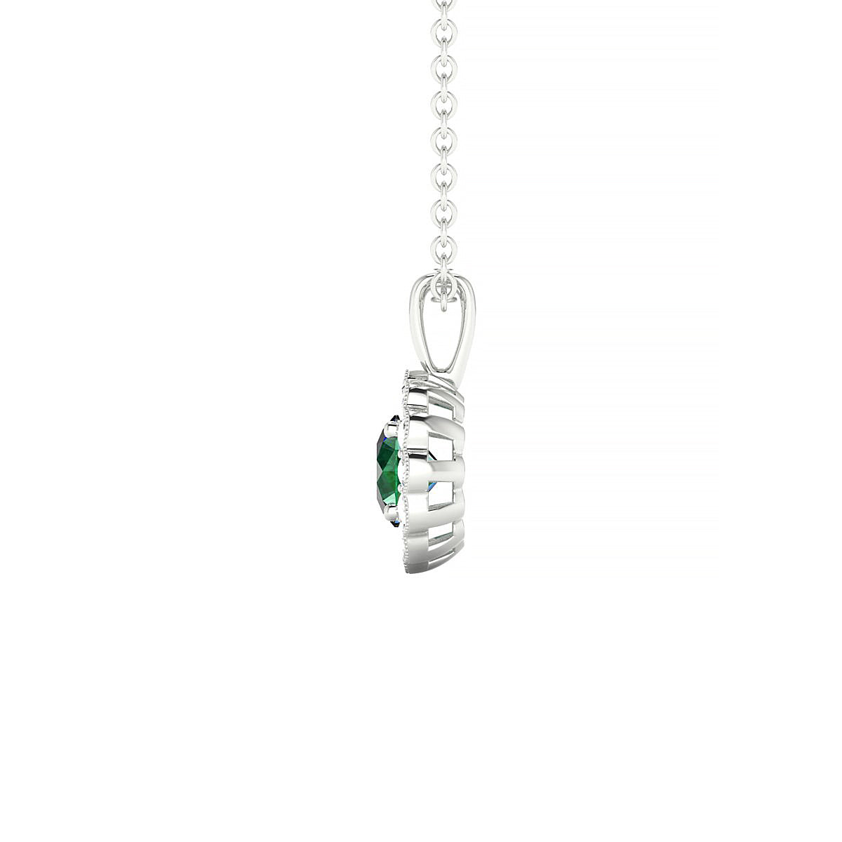 Solace | 18k White Gold 4.5 mm Round Emerald Pendant