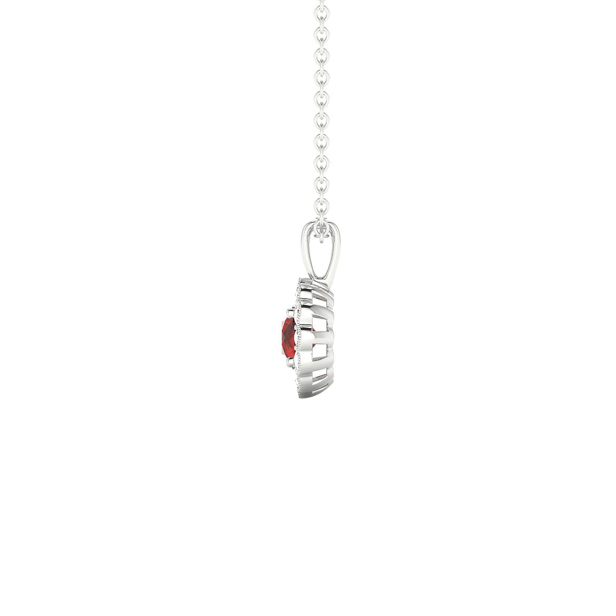 Solace | 18k White Gold 4.5 mm Round Garnet Pendant