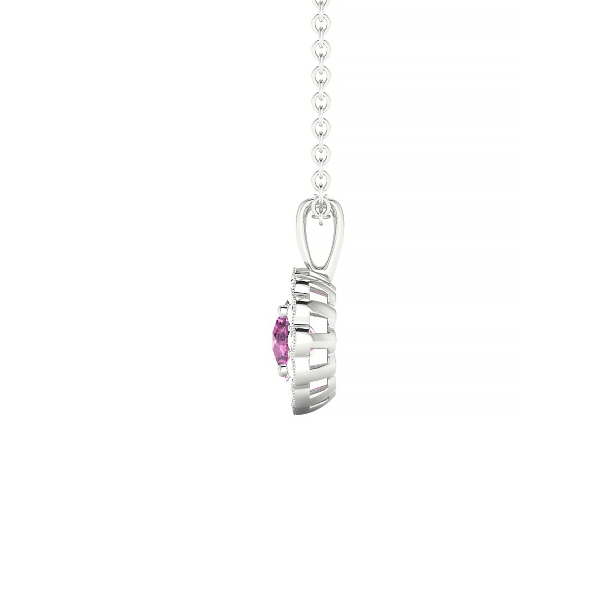 Solace | 18k White Gold 4.5 mm Round Pink Sapphire Pendant