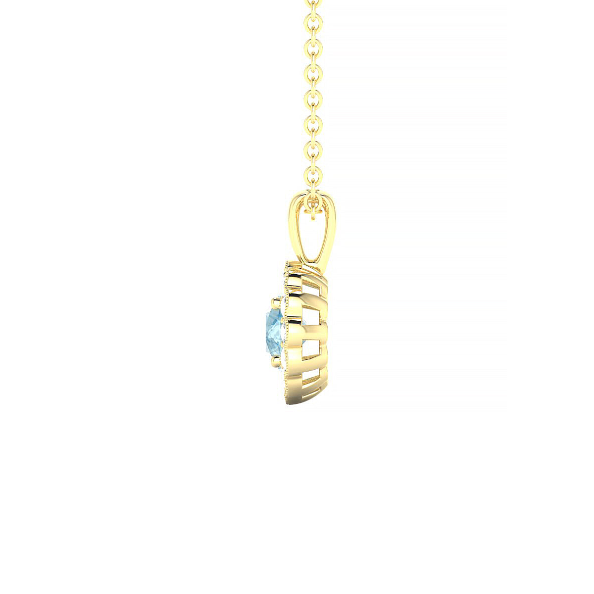 Solace | 18k Yellow Gold 4.5 mm Round Aquamarine Pendant