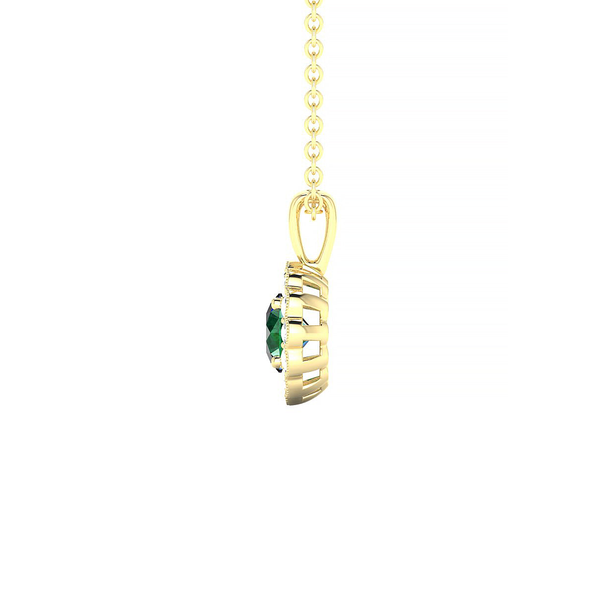 Solace | 18k Yellow Gold 4.5 mm Round Emerald Pendant