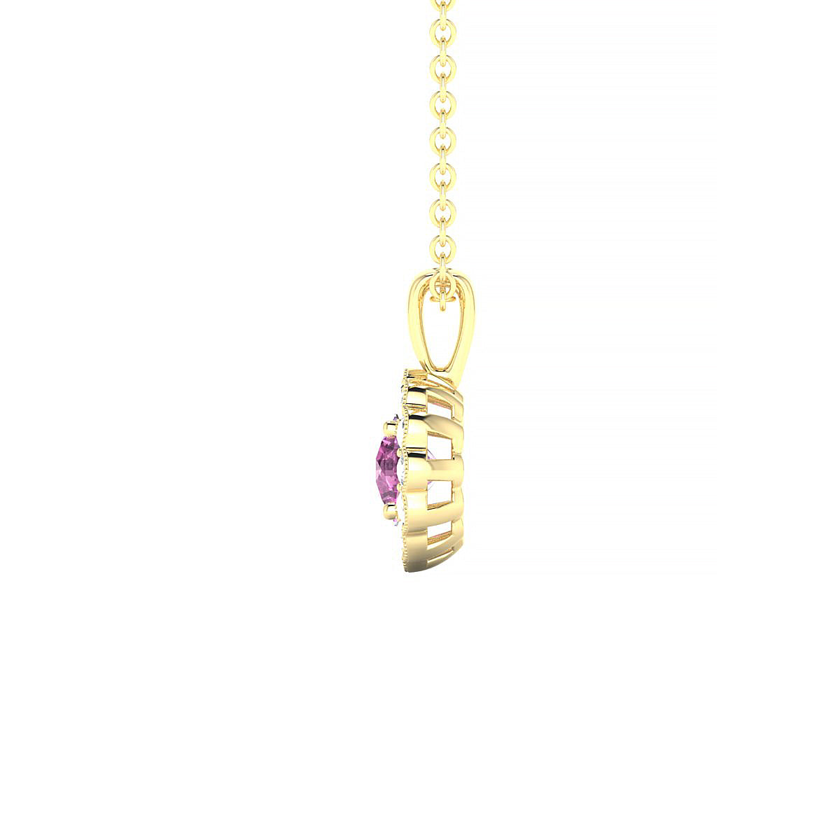 Solace | 18k Yellow Gold 4.5 mm Round Pink Sapphire Pendant