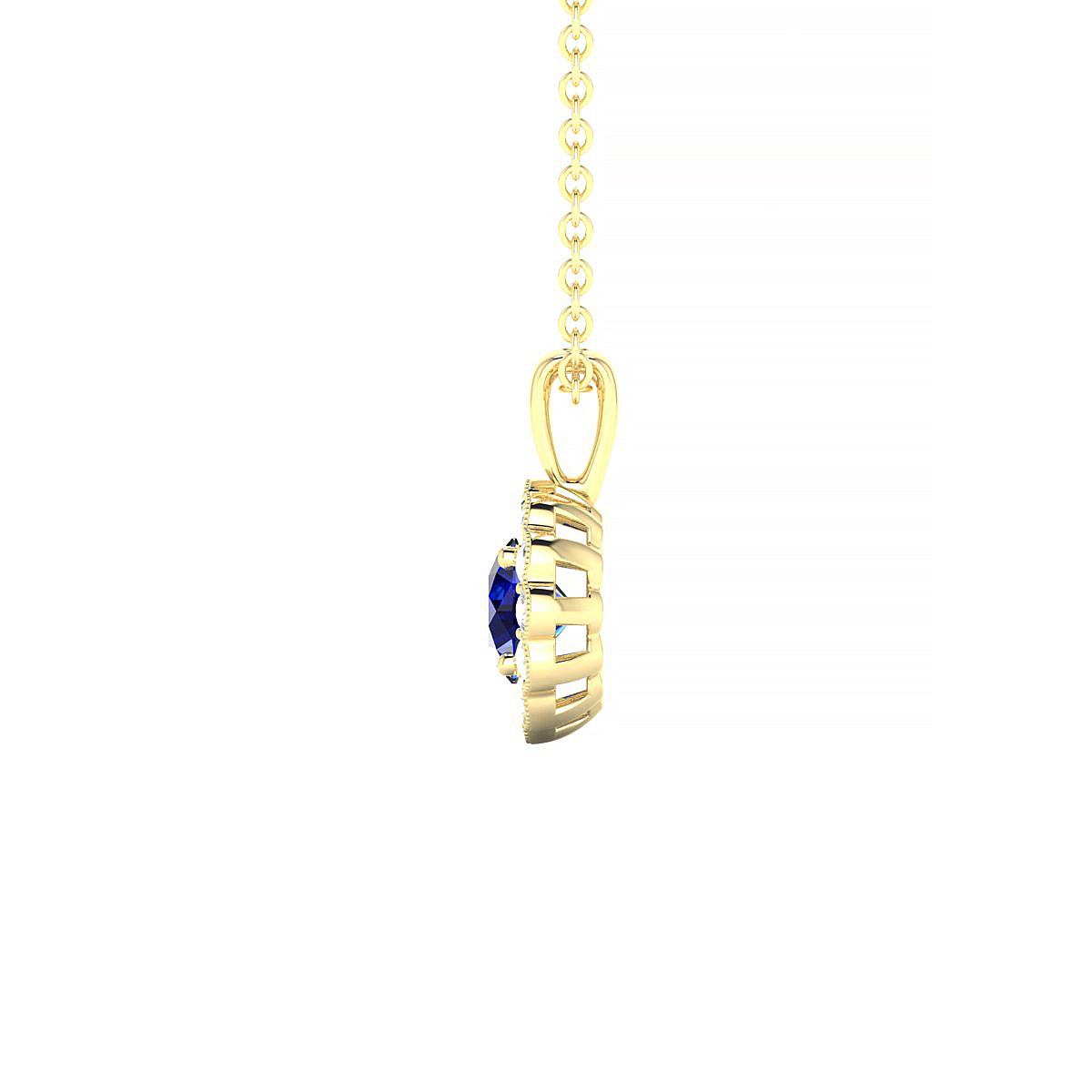 Solace | 18k Yellow Gold 4.5 mm Round Sapphire Pendant